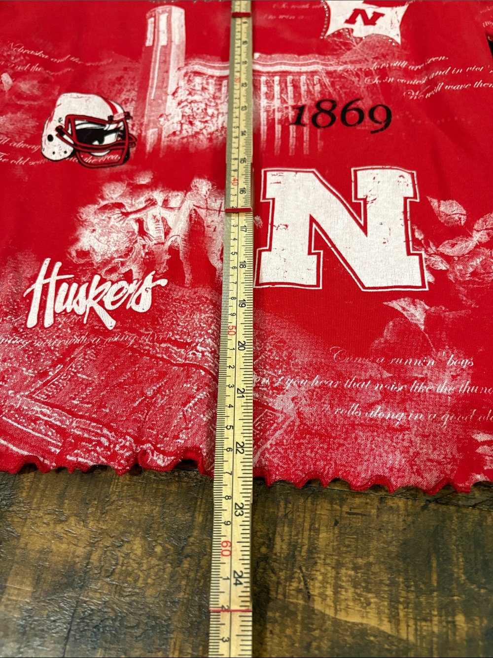 University of Nebraska bedazzled Red V-Neck Graphic Top - Picture 7 of 8